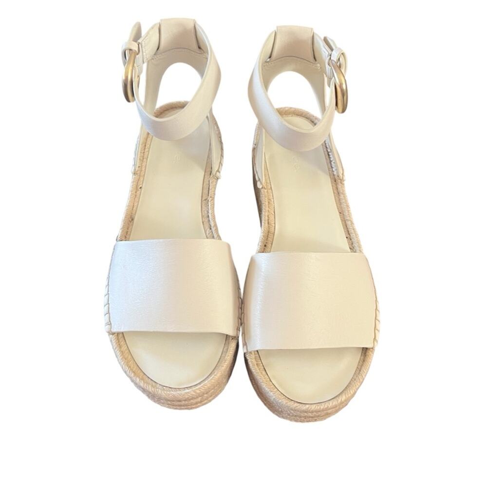 Vince Belisa Leather Wedge Espadrille Platform  Sandal In Milk NEW Size 9.5 - Picture 7 of 11